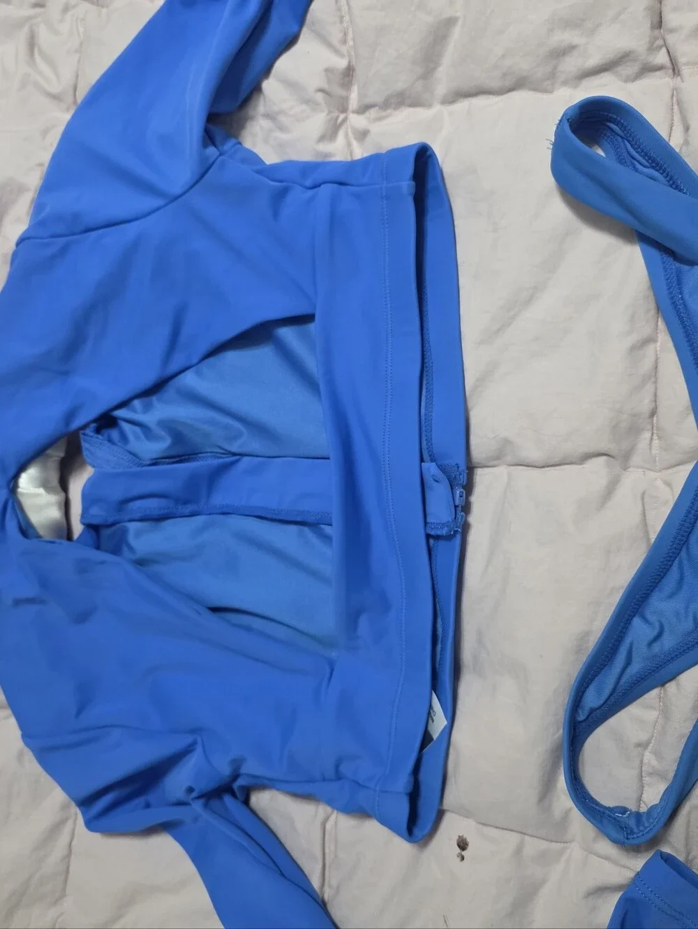 Long-Sleeve Zip Crop Bikini Set in Electric Blue